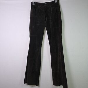 VTG Y2K Maxima Wilsons 100% Suede Leather Patchwork Flare Pants  Women’s Size 10